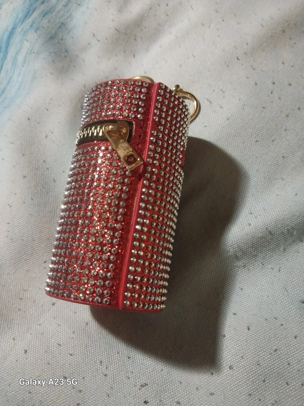Unbranded Red Crystal Rhinestone Bag Charm/ Keychain Lipstick Holder/Pouch